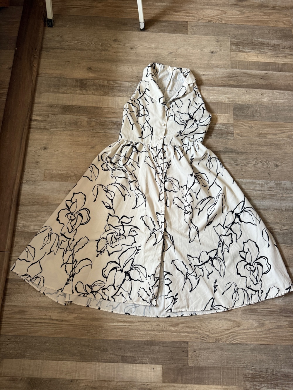 Floral Print Cream Midi Skirt size M
